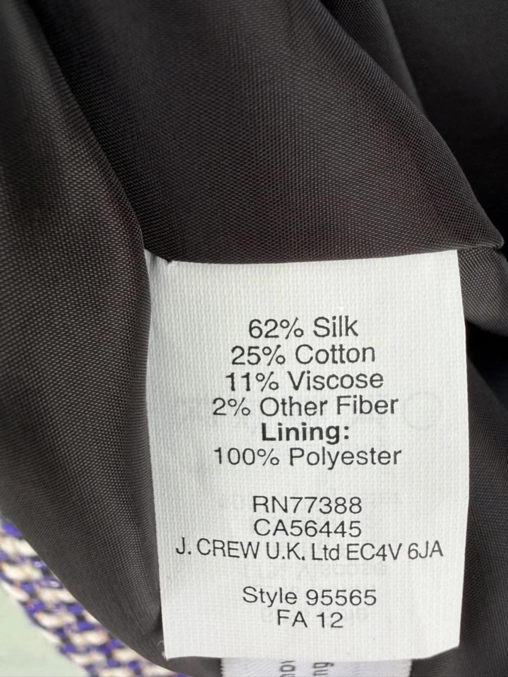 Crew Tweed Silk Blend Purple Gold Postage Stamp Mini Skirt Sz 4